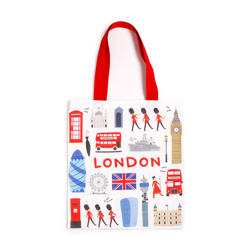 BWWKTOP Tote Bag In Tela Di Cotone Con Design Londra – Borsa Shopping E Viaggio 37x32 Cm, Tracolla Resistente, Regalo Souvenir Originale