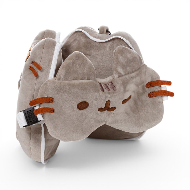 Relaxeazzz Pusheen Cat with Sunglasses Shaped Travel Pillow & Eye Mask