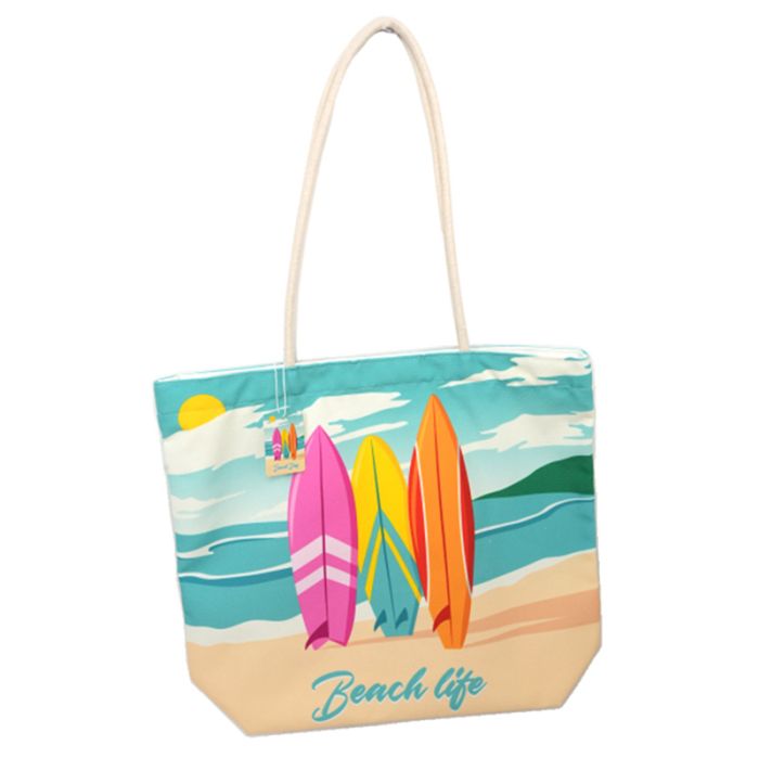 Beach Life Surf Canvas Beach Bag