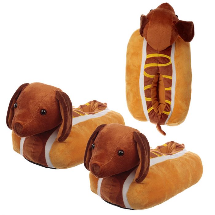 Fast Food Sausage Dog Slippers (Unisex One Size)