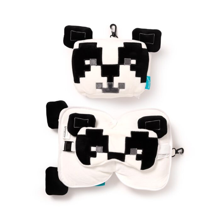 Relaxeazzz Minecraft Panda Shaped Plush Travel Pillow & Eye Mask