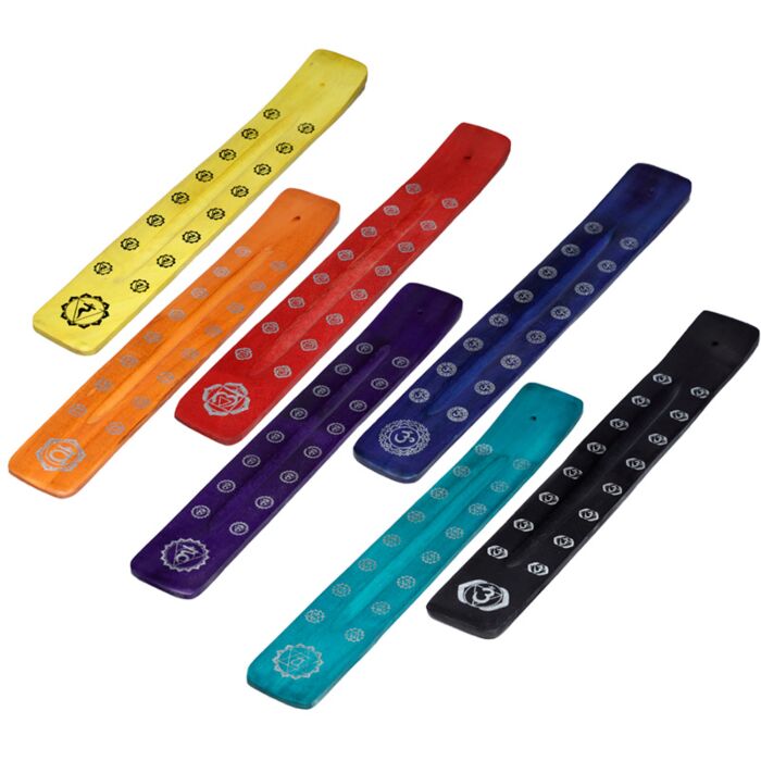 Mango Wood Bold Chakra Ashcatcher Incense Sticks Burner