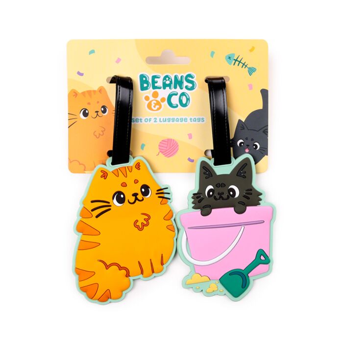 Beans & Co Cats PVC Luggage Tag Set of 2
