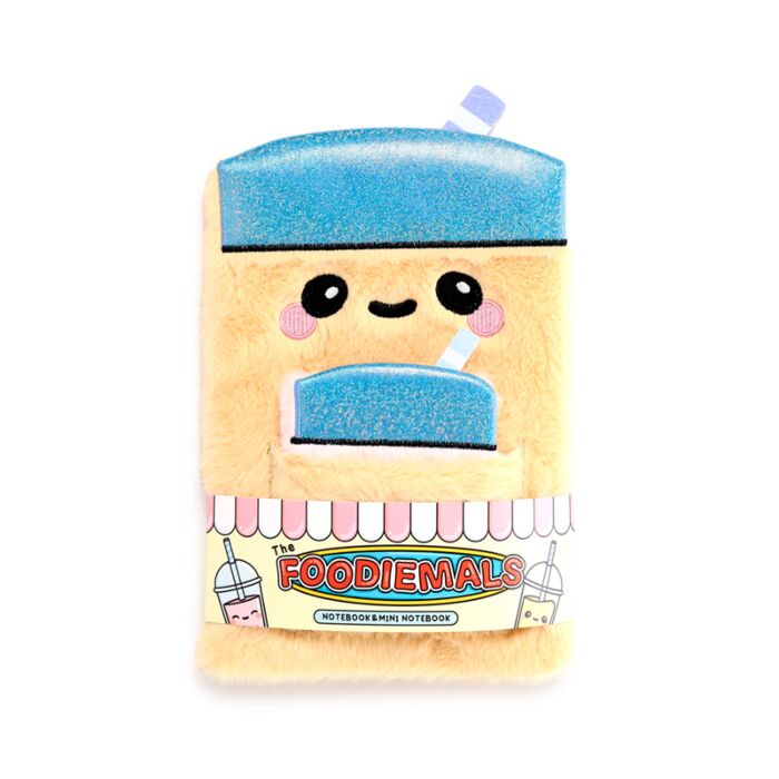 Foodiemals Bubble Tea Plush Notebook with Pouch & Mini Notebook