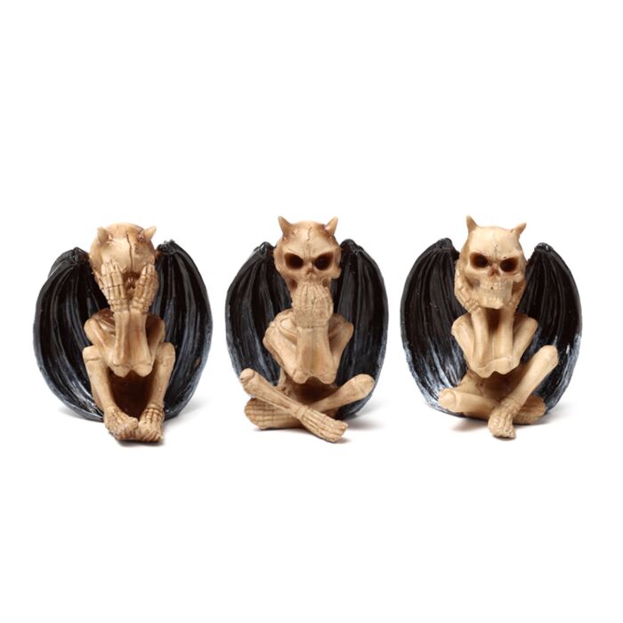 Set of 3 The Reaper of Death See No Speak No Hear No Evil Winged Demons