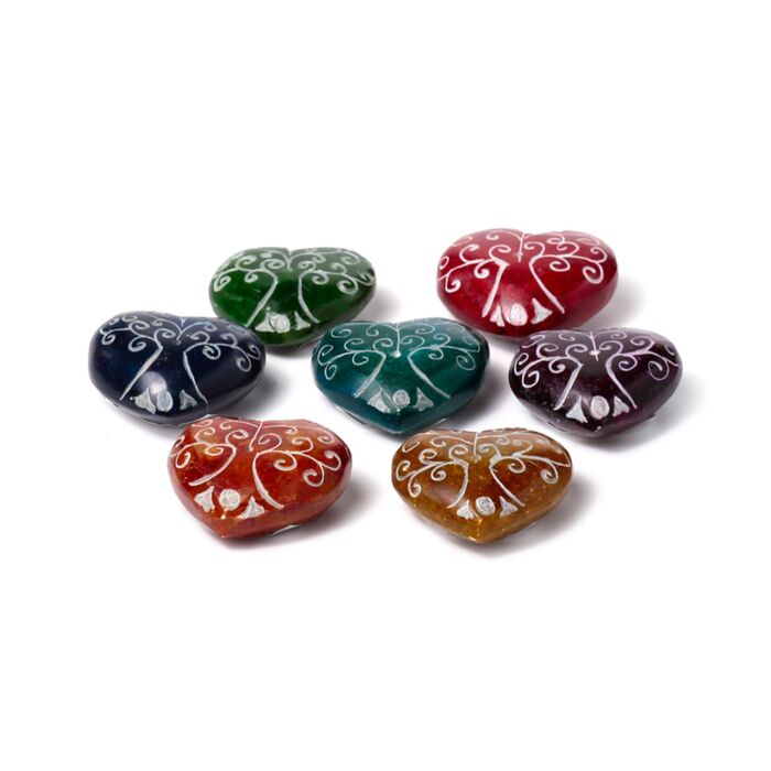 Carved Soapstone Chakra Heart Tree of Life Ashcatcher Incense Stick Burner