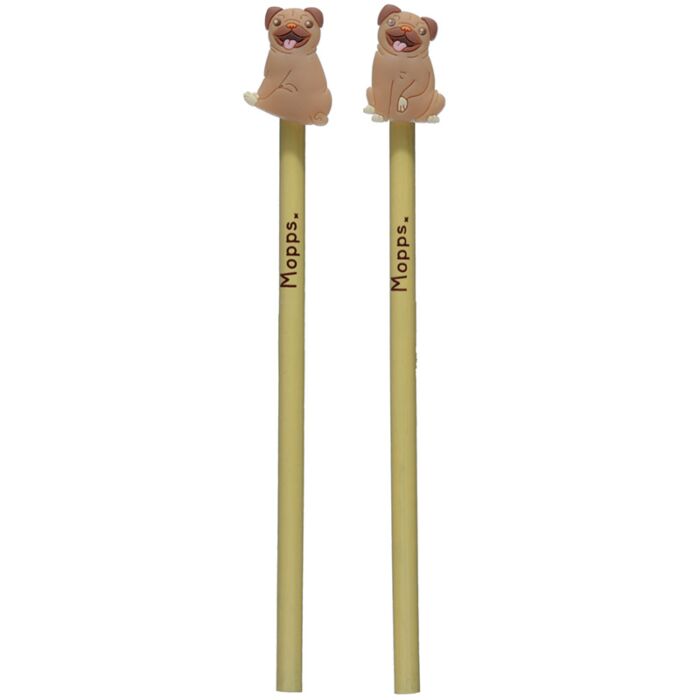 Mopps Pug Pencil with PVC Topper