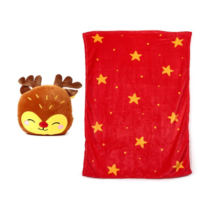 Blankeazzz Christmas Festive Friends Rudolph 2-in-1 Plush Toy & Travel Blanket