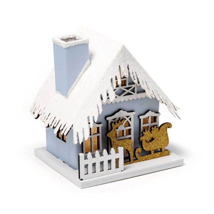 Golden Sleigh Scene Christmas House LED Decoration