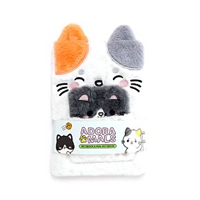 Adoramals Lola the Cat Plush Notebook with Pouch & Mini Notebook