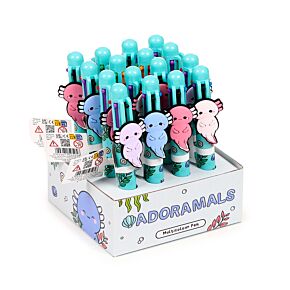 Adoramals Maddie the Axolotl Multi Colour Pen with Charm (6 Colours)