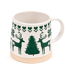 Green Reindeer Tapered Stoneware Mug Green Reindeer Tapered Stoneware Mug