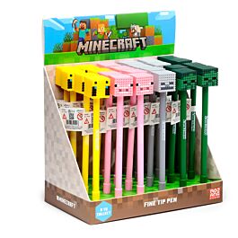 Minecraft Fine Tip Pen with Silicone Topper (Pig/Bee/Zombie/Skeleton)