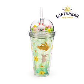 Springtime Double Walled Cup & Straw with Charms