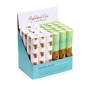 Jan Pashley Highland Coo Cow Large Pencil Pot with 12 Colouring Pencils Jan Pashley Highland Coo Cow Large Pencil Pot with 12 Colouring Pencils