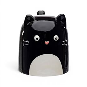 Feline Fine Black Cat Upside Down Ceramic Shaped Mug