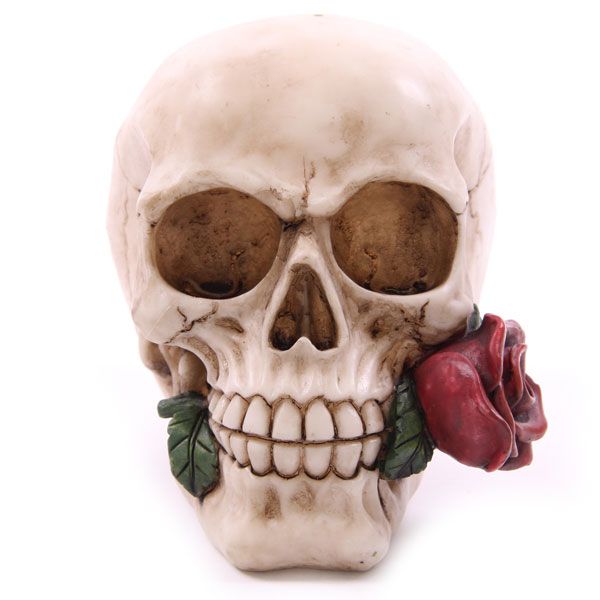 A PUCKATOR NEW SKULL RESIN WITH CREEPING ROSE VINES ORNAMENT GOTH GIFT SK123 