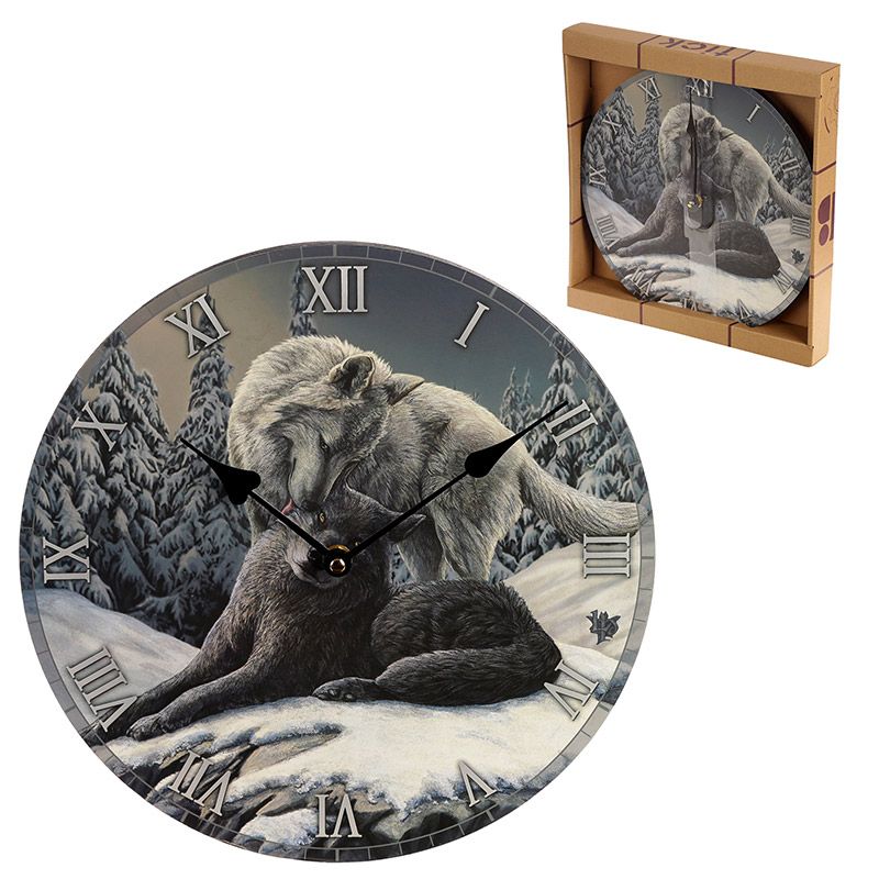 Lisa Parker Reflection Wolf picture clock 