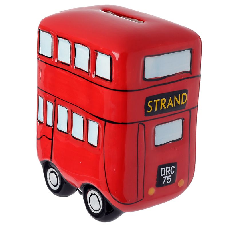 Boxed Gift Piggy Bank Red London Routemaster Bus Shaped Ceramic Money Box 