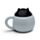 Feline Fine Black Cat Peeping Lid Ceramic Lidded Animal Mug