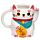 White Maneki Neko Lucky Cat Ceramic Shaped Mug