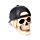 Skull with Backwards Baseball Cap