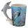 Dolphin Underwater Decal Ceramic Shaped Handle Mug