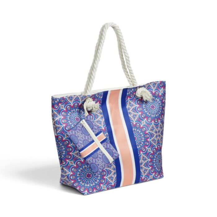 Blue Mandala Beach Bag & Mini Zip Up Pouch