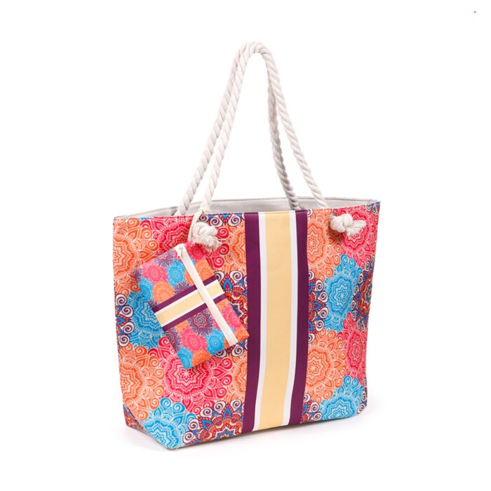 Multi Coloured Mandala Beach Bag & Mini Zip Up Pouch