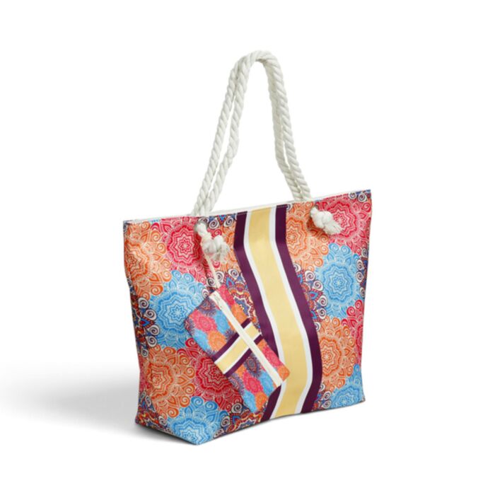 Multi Coloured Mandala Beach Bag & Mini Zip Up Pouch