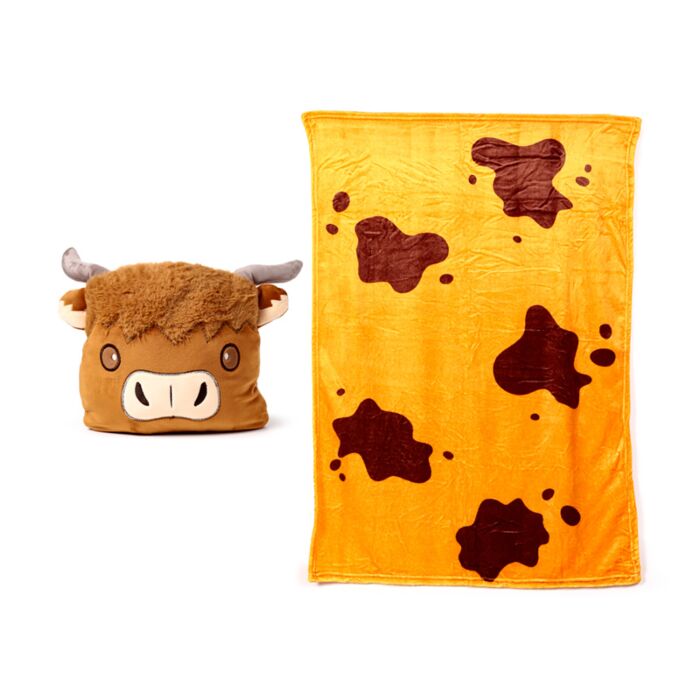 Blankeazzz Highland Coo 2-in-1 Plush Toy & Travel Blanket