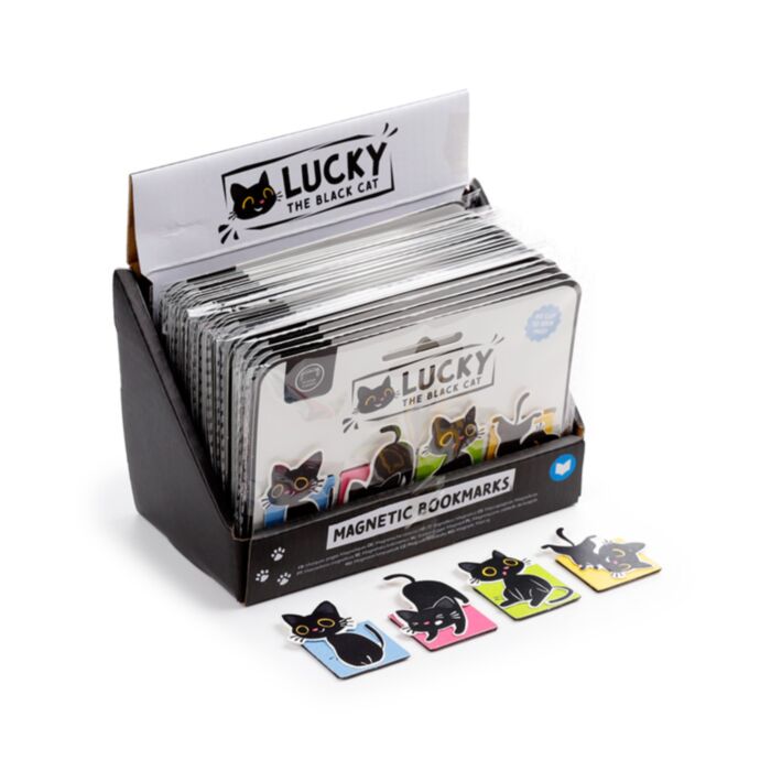 Lucky the Black Cat Magnetic Bookmark Set