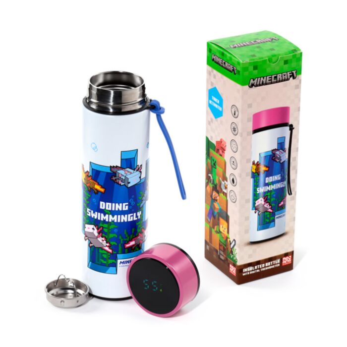 Minecraft Axolotl Hot & Cold Digital Thermometer Bottle