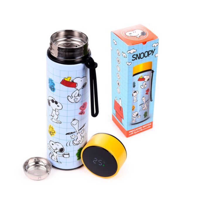 Peanuts Snoopy & Woodstock Hot & Cold Digital Thermometer Bottle