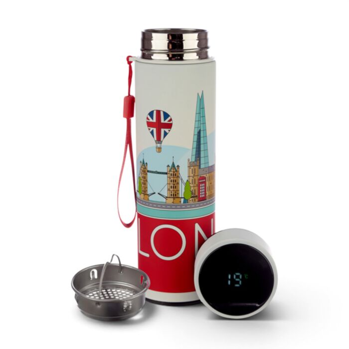 London Icons Hot & Cold Digital Thermometer Bottle