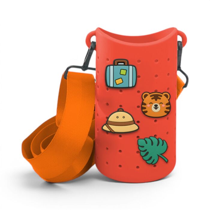 Adoramals Alfie the Tiger Silicone Bottle Carrier with 4 Charms