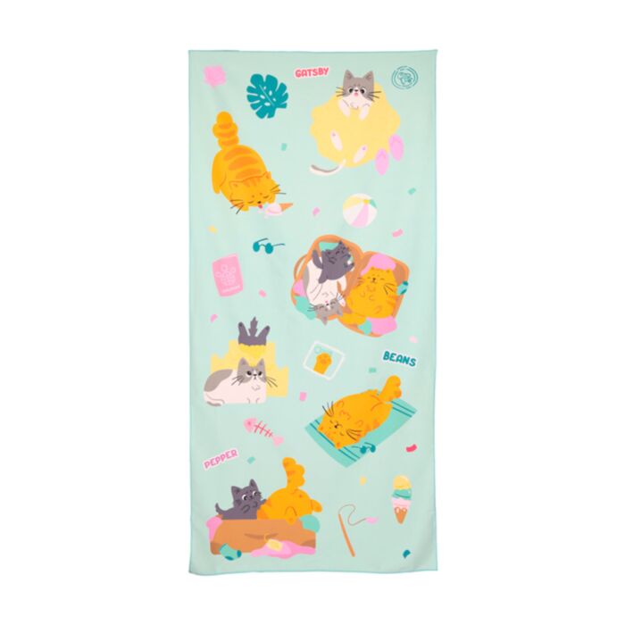 Beans & Co Cats Microfibre Beach Towel