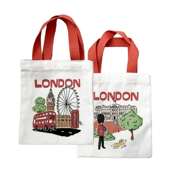 London Souvenir Big Ben & Buckingham Palace Reusable Small Tote Bag