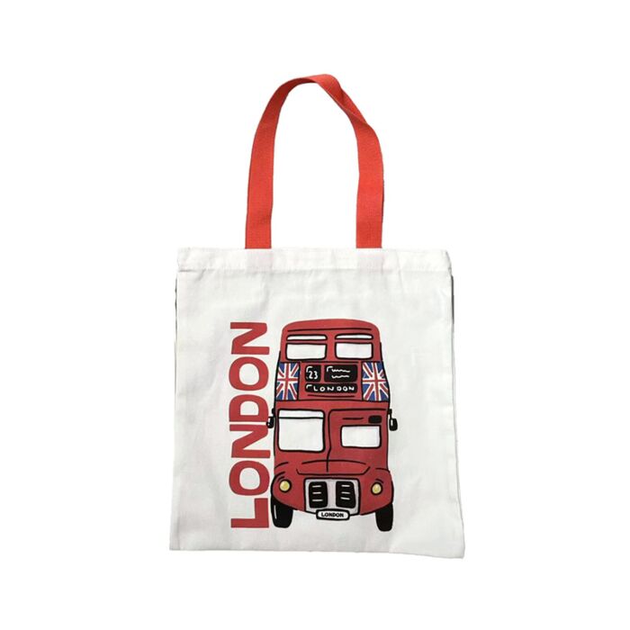 London Souvenir Red Bus Reusable Tote Bag