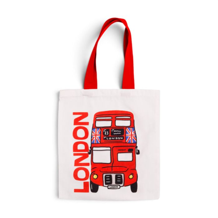 London Souvenir Red Bus Reusable Tote Bag