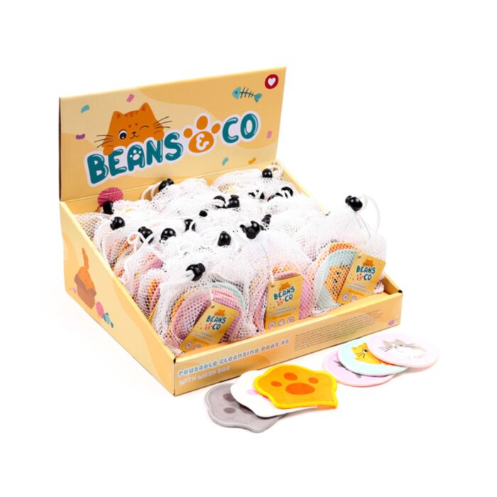 Set of 6 Beans & Co Cats Reusable Cleansing Pads