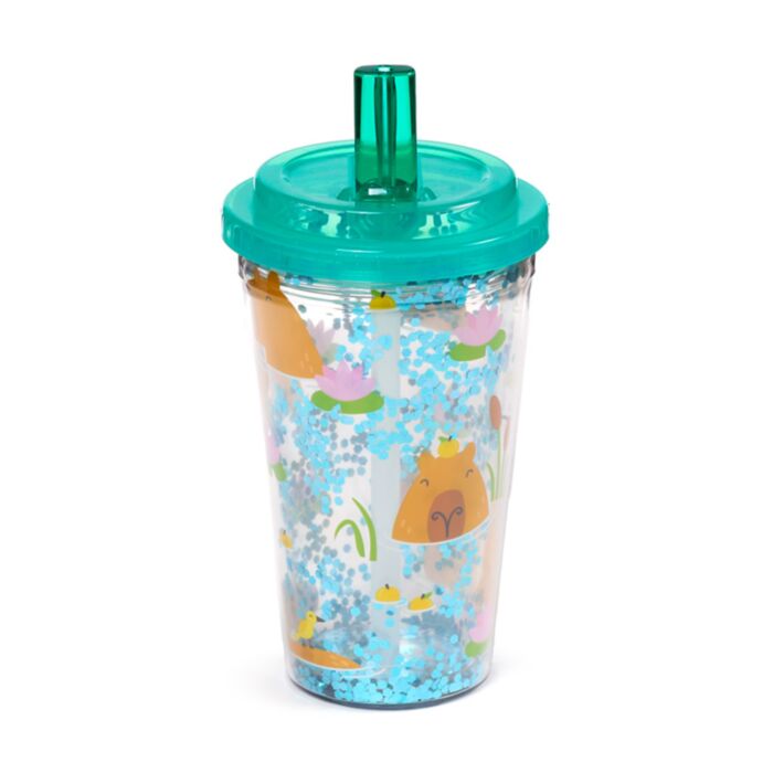 Shatterproof Capybara Double Walled Cup & Straw