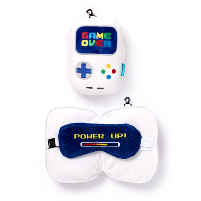 Relaxeazzz Game Over Shaped Plush Travel Pillow & Eye Mask