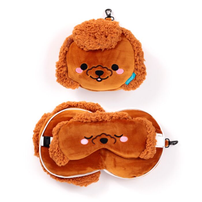 Relaxeazzz Adoramals Gigi the Toy Poodle Plush Travel Pillow & Eye Mask