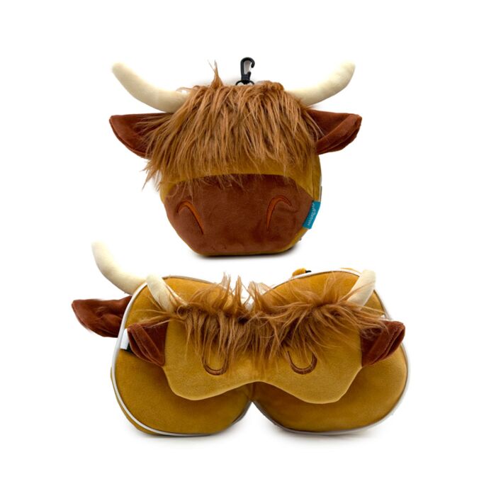Relaxeazzz Highland Coo Plush Travel Pillow & Eye Mask