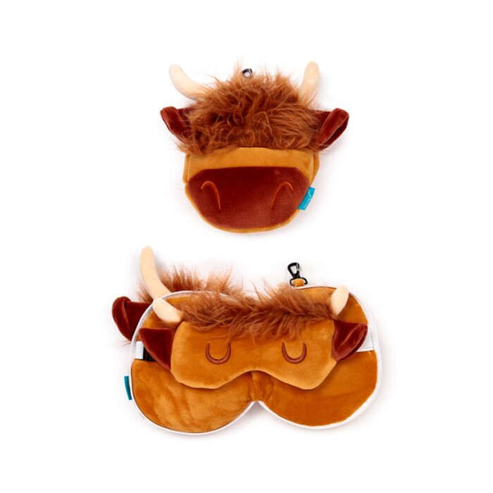 Relaxeazzz Highland Coo Plush Travel Pillow & Eye Mask