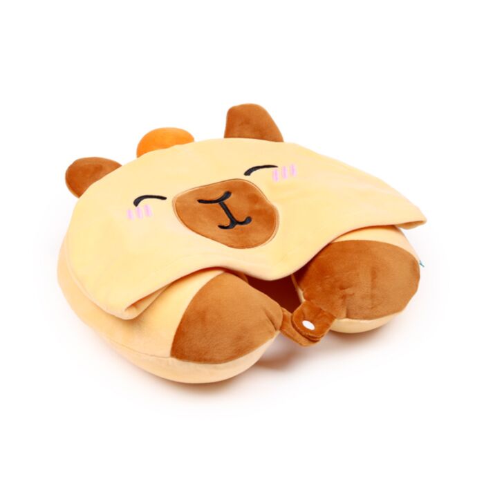 Hoodeazzz Duke the Capybara Plush Memory Foam Travel Pillow & Hood