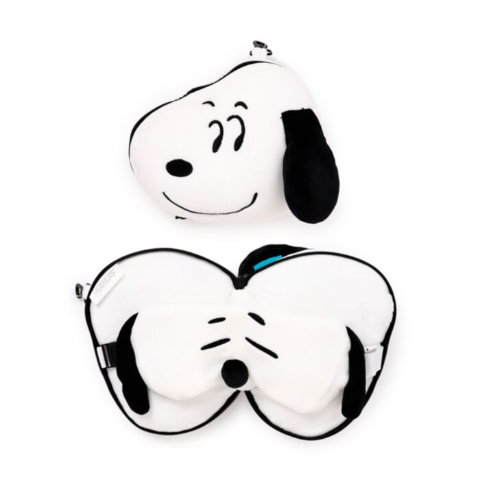 Relaxeazzz Peanuts Snoopy Shaped Plush Travel Pillow & Eye Mask