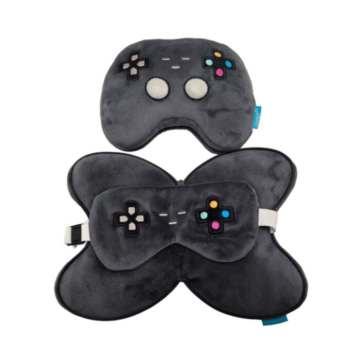 Relaxeazzz Game Over Game Controller Shaped Plush Travel Pillow & Eye Mask