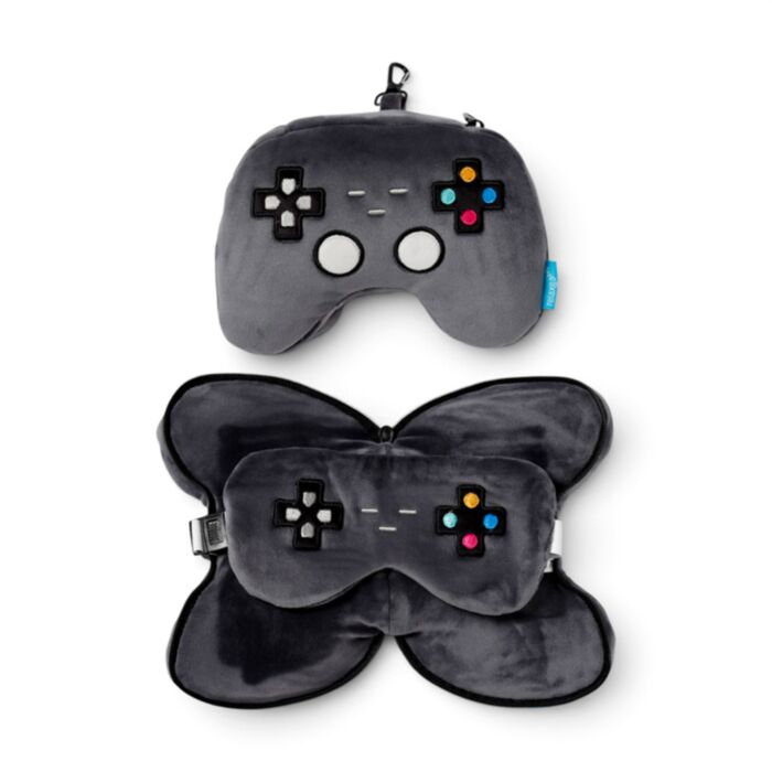 Relaxeazzz Game Over Game Controller Shaped Plush Travel Pillow & Eye Mask